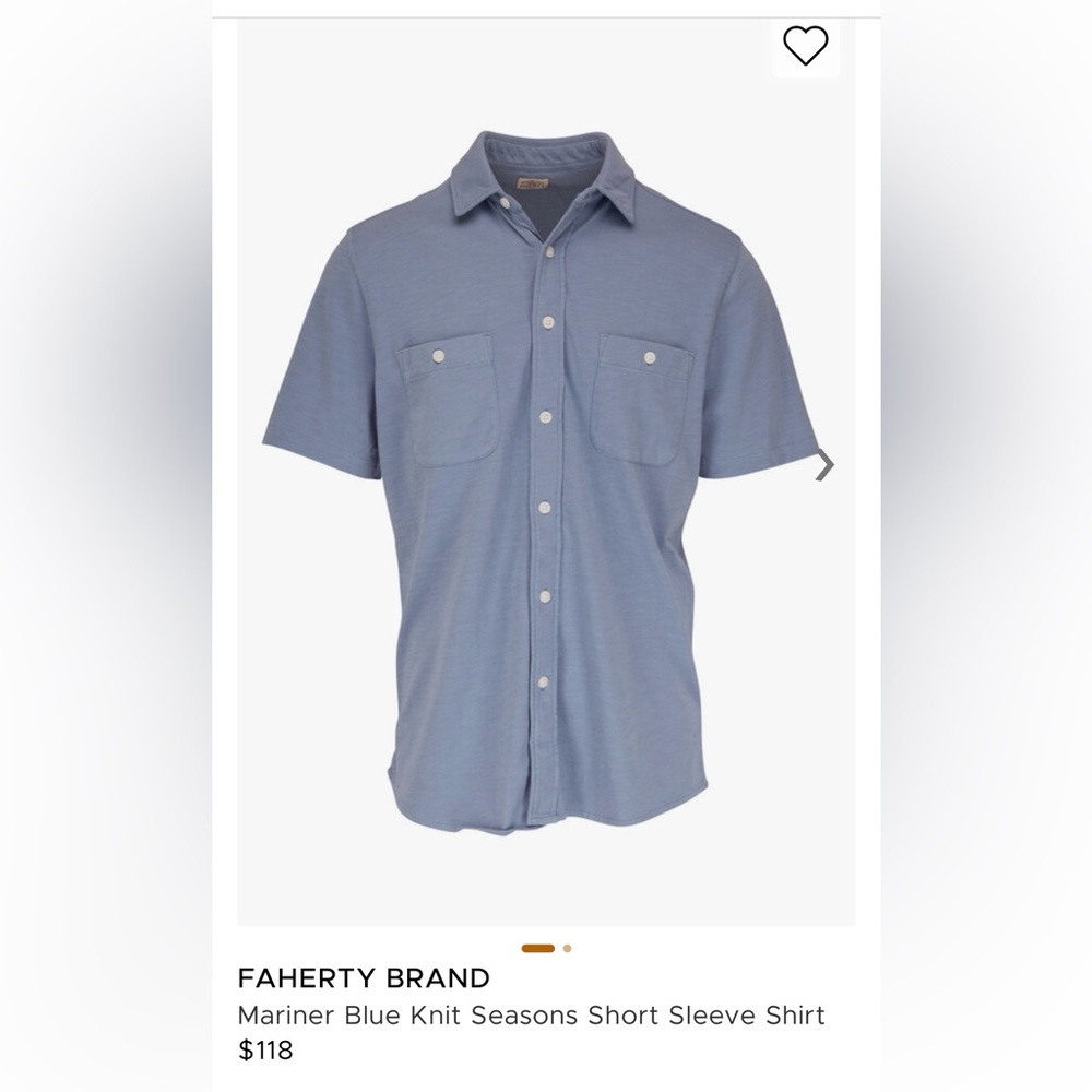 Faherty Brand Mariner Blue Knit Seasons Short Sleeve Shirt Size Medium